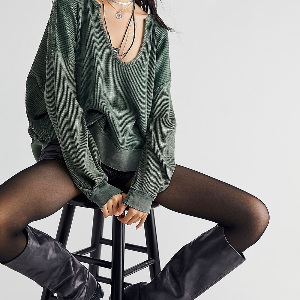 We the Free Green Crop Sweater